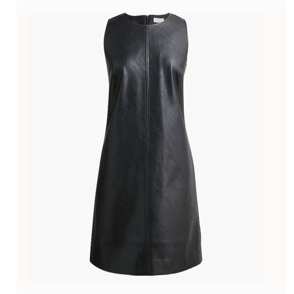 J. Crew Factory NWT Black‎ Faux Leather Sleeveless Shift Dress BU864 Size 6